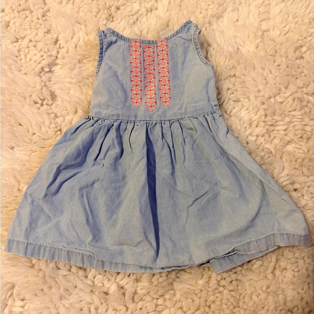 Carter's Light Blue Dress with Pink Embroidery